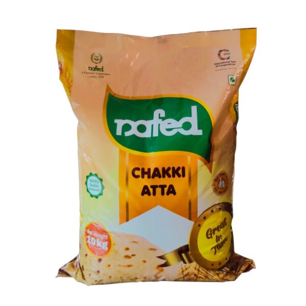 NAFED Chakki Fresh Atta 10kg – 100% Whole Wheat Flour