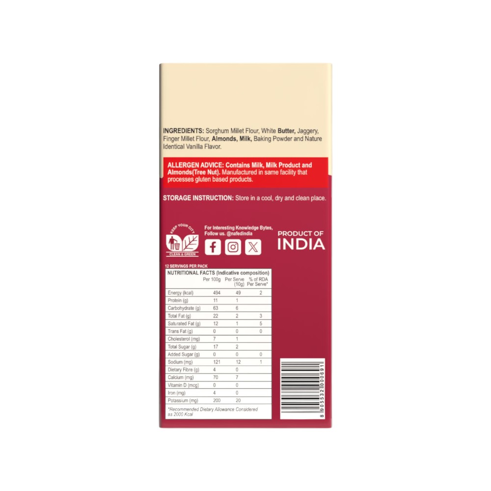 NAFED Millet Almond Cookies - 120g - Image 3