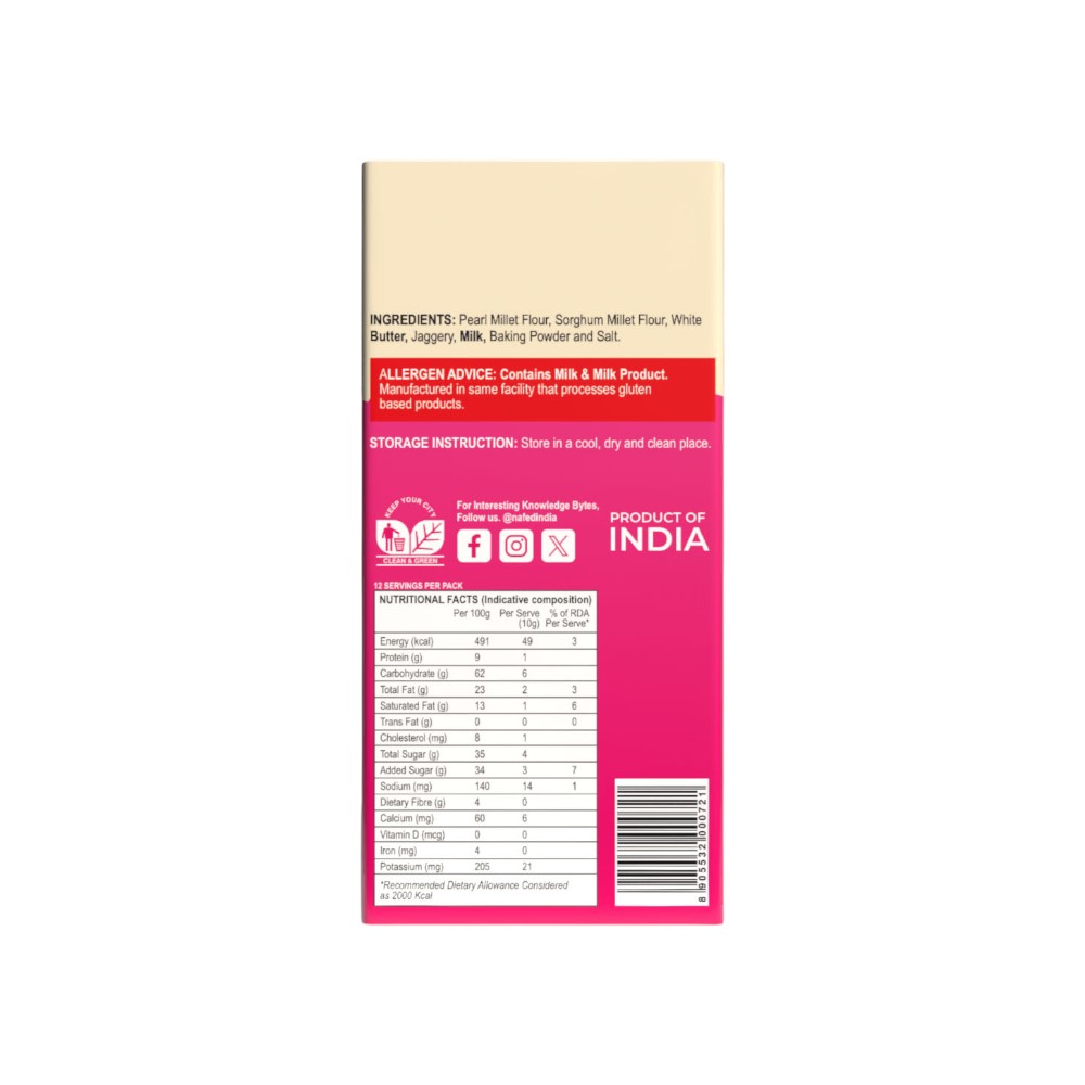 NAFED Bajra Cookies -120g | Healthy Millet Cookies with Jaggery - Image 3